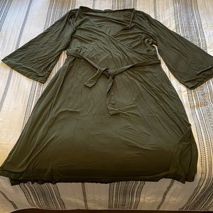 Caden Lane Solid Olive Bamboo Knit Maternity Robe